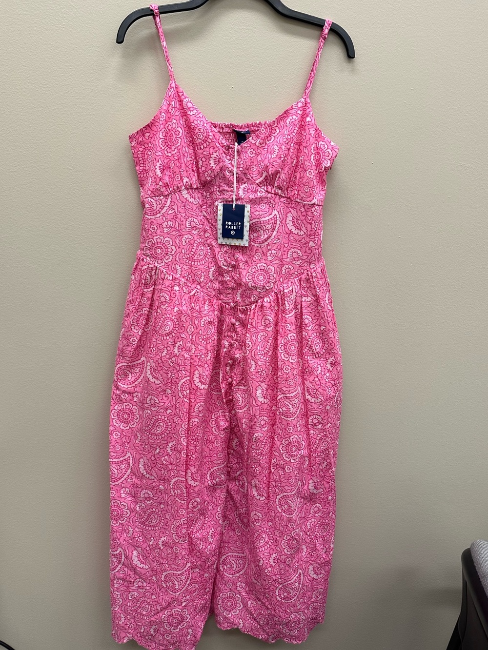 Roller Rabbit x Target Pink Paisley Floral Scallop Hem Midi Sundress Medium NEW